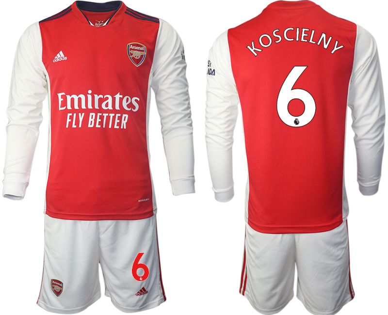 Men 2021-2022 Club Arsenal home red Long Sleeve #6 Soccer Jersey